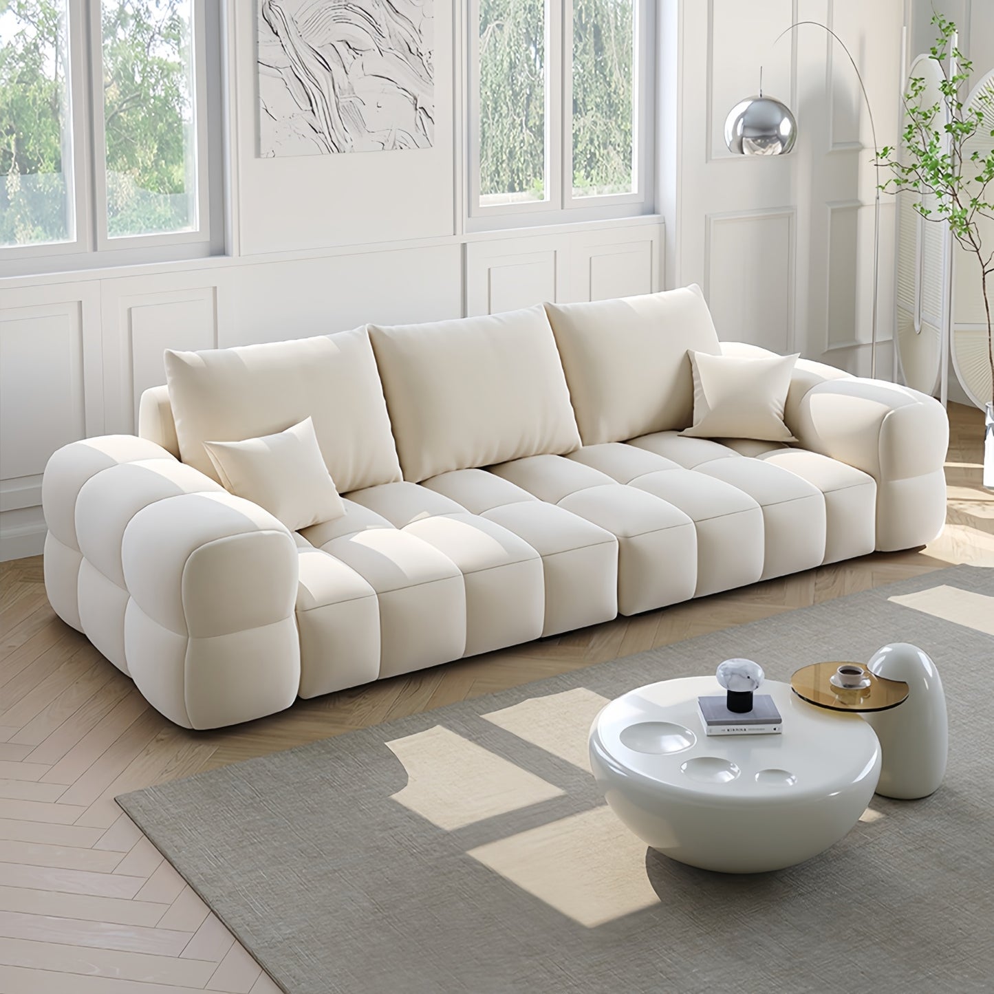 AAF Furniture Light Luxury Fabric Cloud Shaped Sofa set for Livingroom