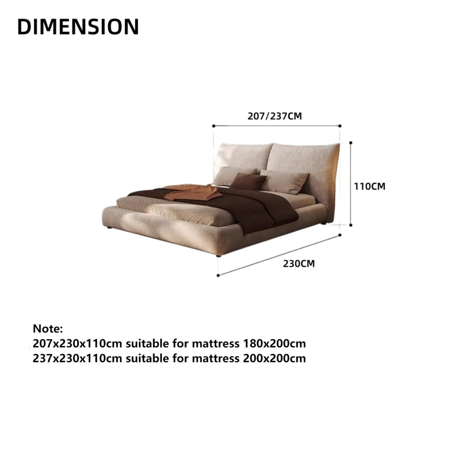 AAF Furniture Bed Frame Modern King Queen Size for bedroom Without Mattress