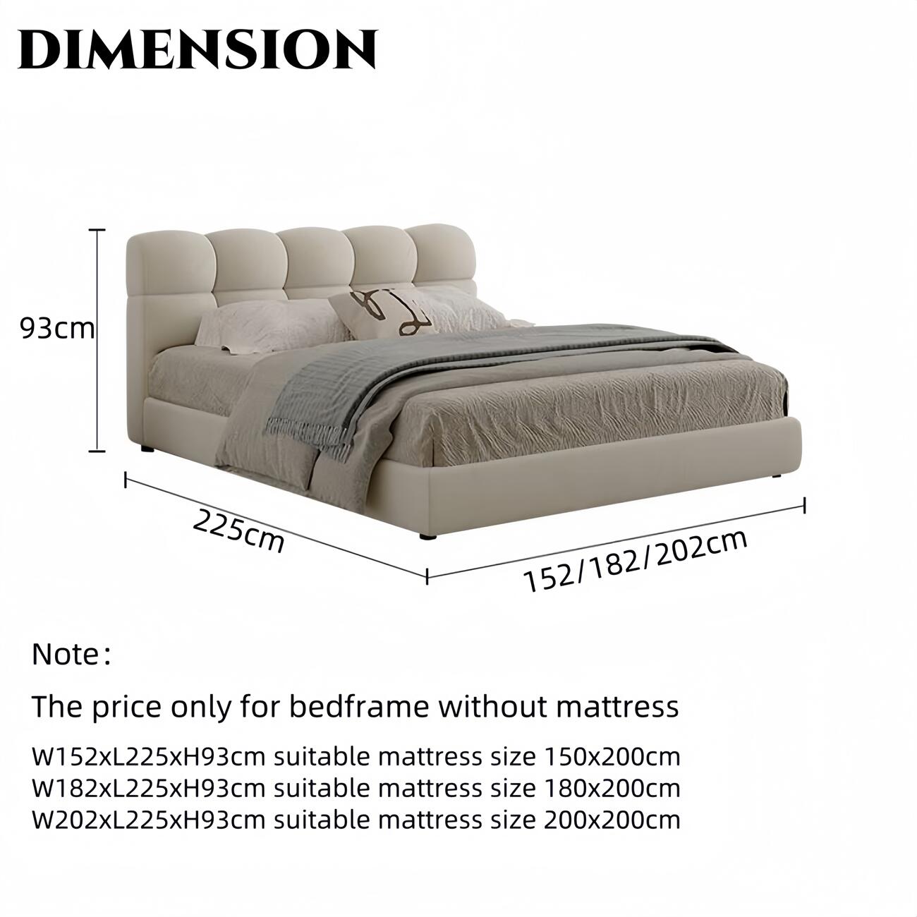 AAF Furniture Bed Frame Modern Velvet King Queen Size for bedroom Without Mattress