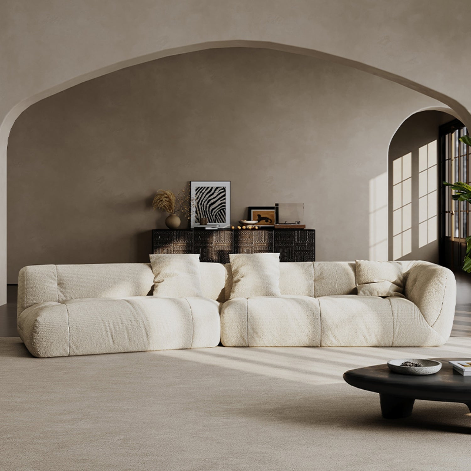 AAF FURNITURE Fleece Fabric Overstuffed Multifunction Sofa set for Livingroom Office