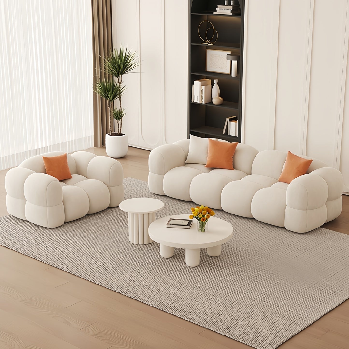 AAF Furniture Light Luxury Fabric Cloud Shaped Sofa set for Livingroom