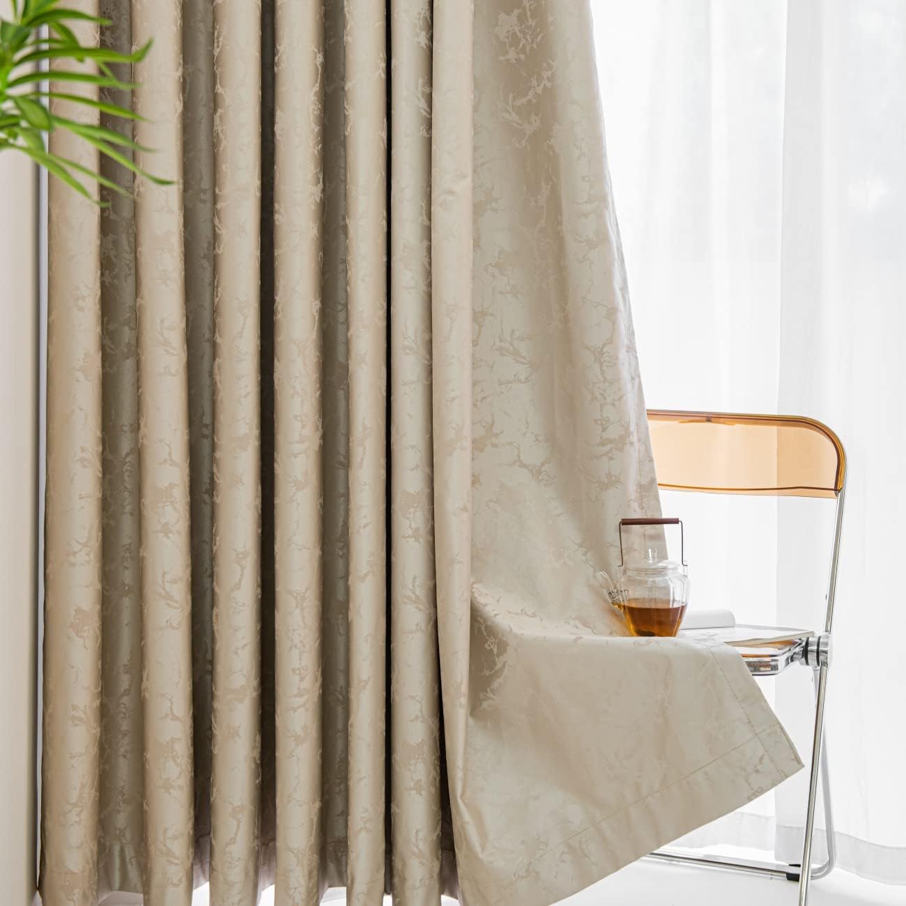 2 Panels 100% Blackout Curtains for Living Room Thermal Insulated Bedroom Darkening Drapes for Basics Room