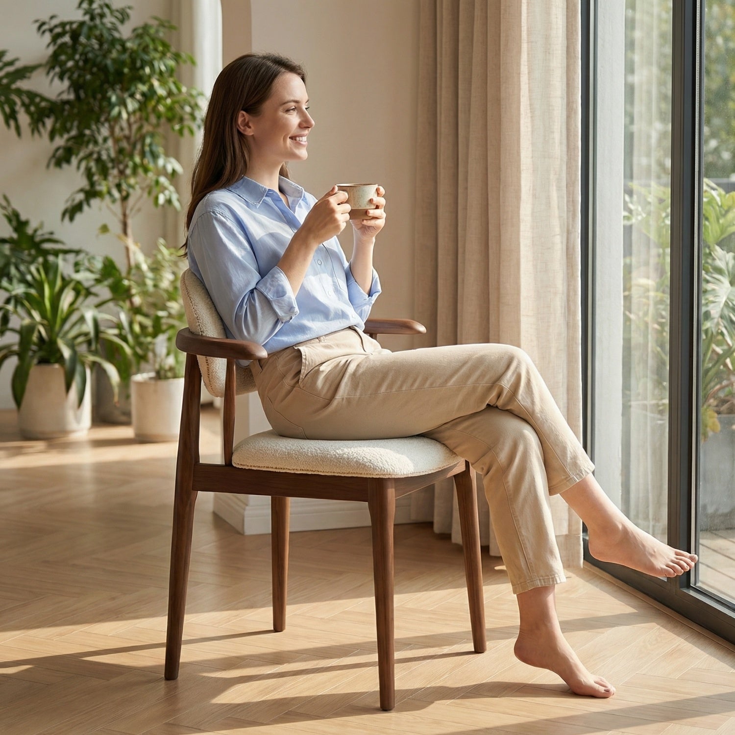 AAF Arc Back Sherpa Chair Cream Ergonomic UAE