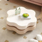 AAF FURNITURE Cream-style Coffee Table, Cute White Modern Tea Table, Irregular Indoor End Table for Living Room