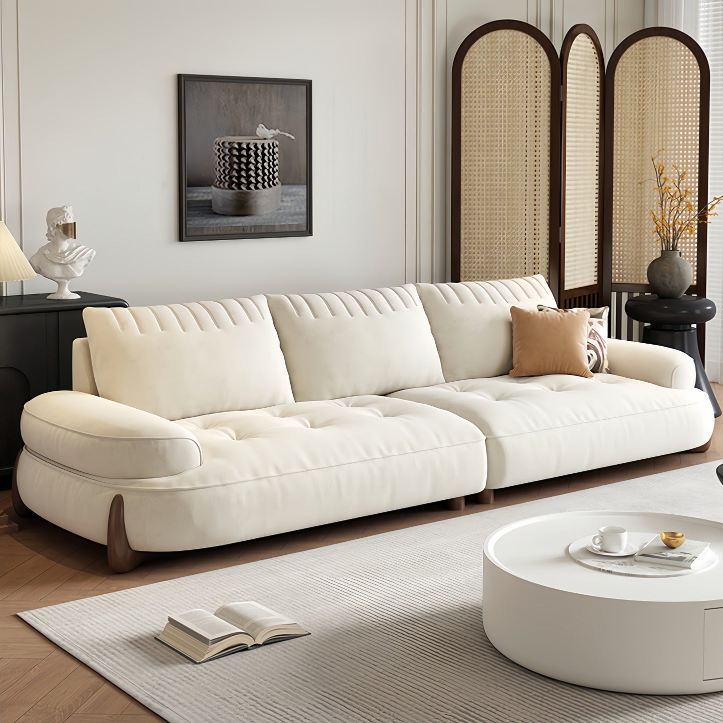 AAF Furniture Light Luxury Fabric Cloud Shaped Sofa set for Livingroom