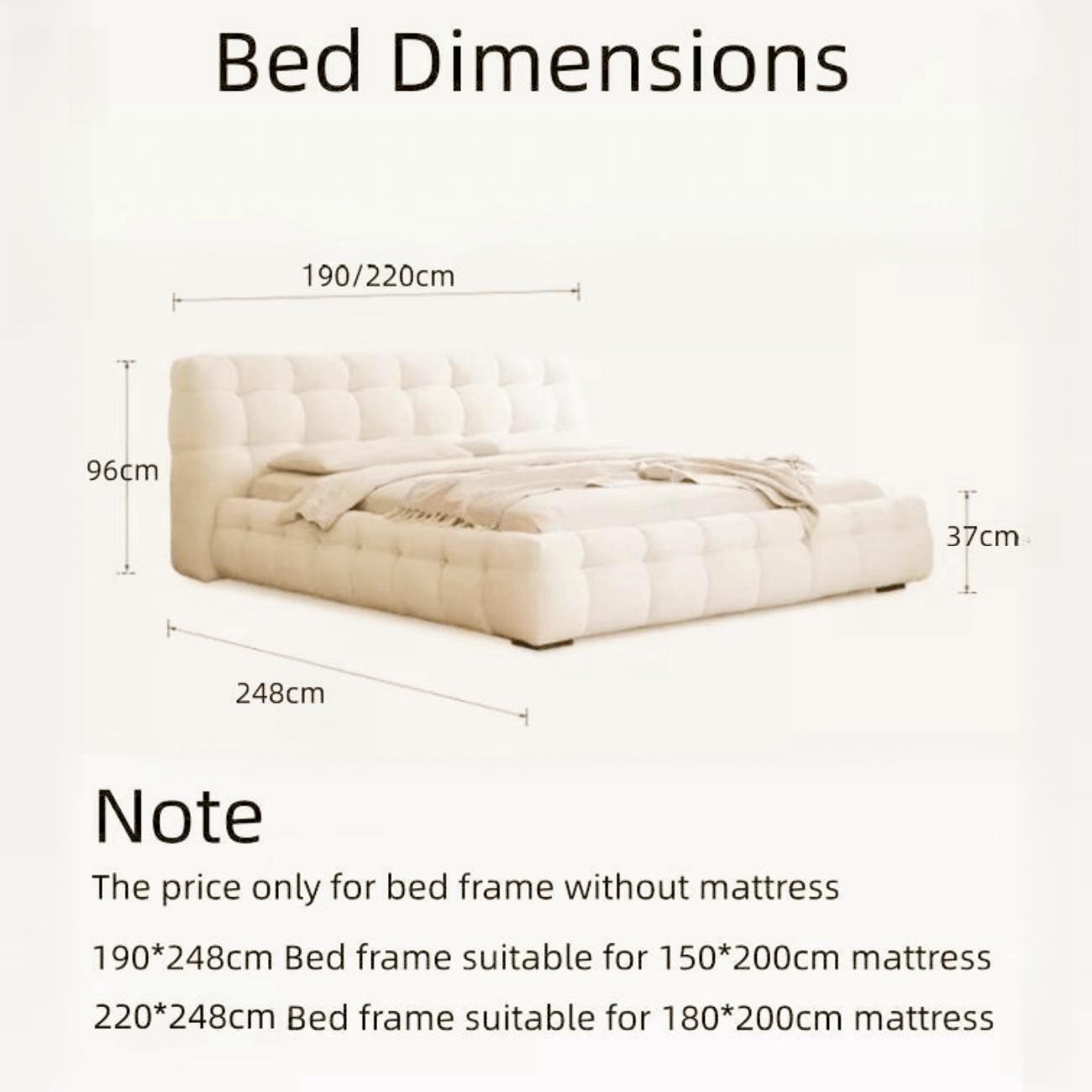 AAF Furniture Light Luxury Fleece Fabric Wrap Bed Frame for Bedroom Without Mattress