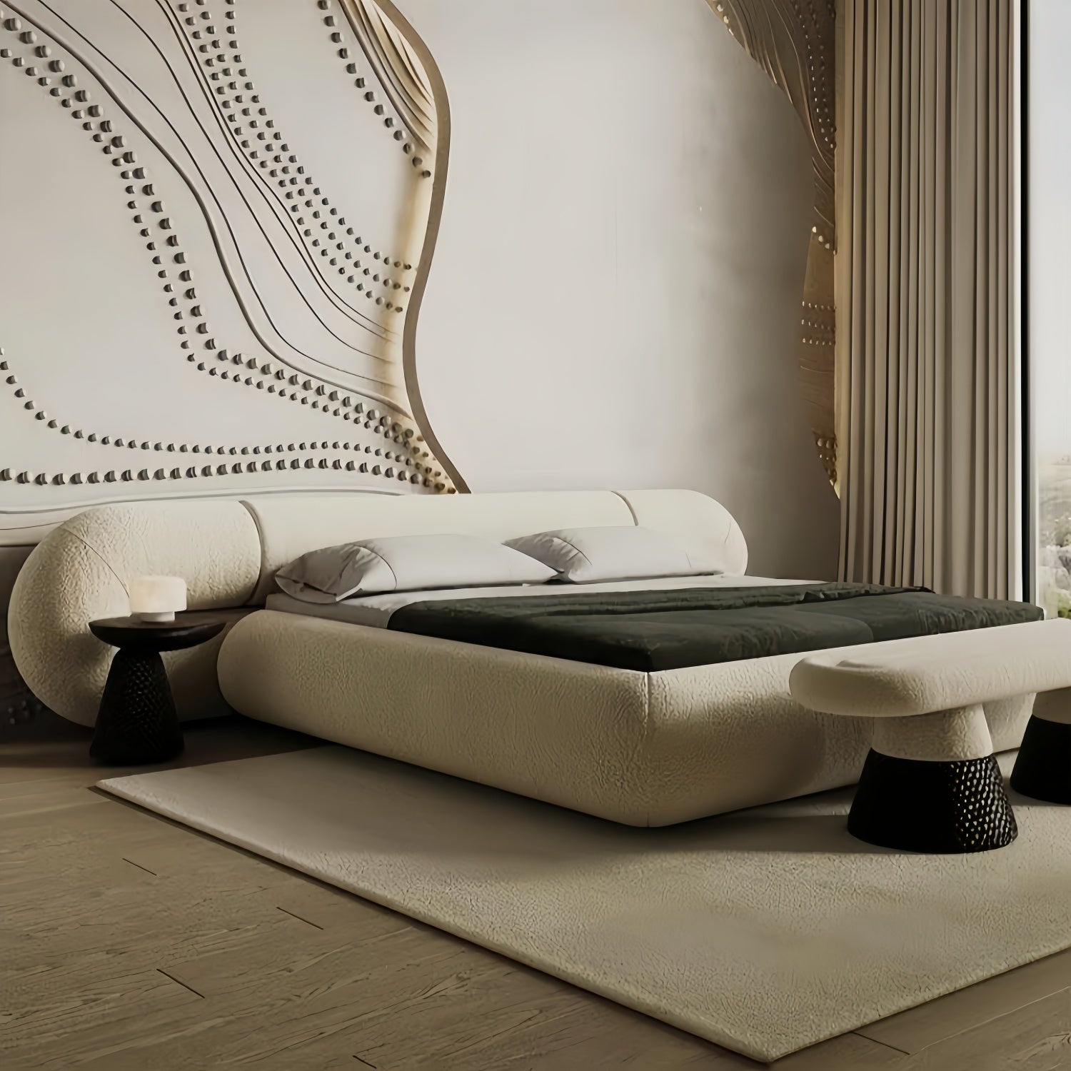 AAF Furniture Bed Frame Modern Velvet King Queen Size for bedroom Without Mattress