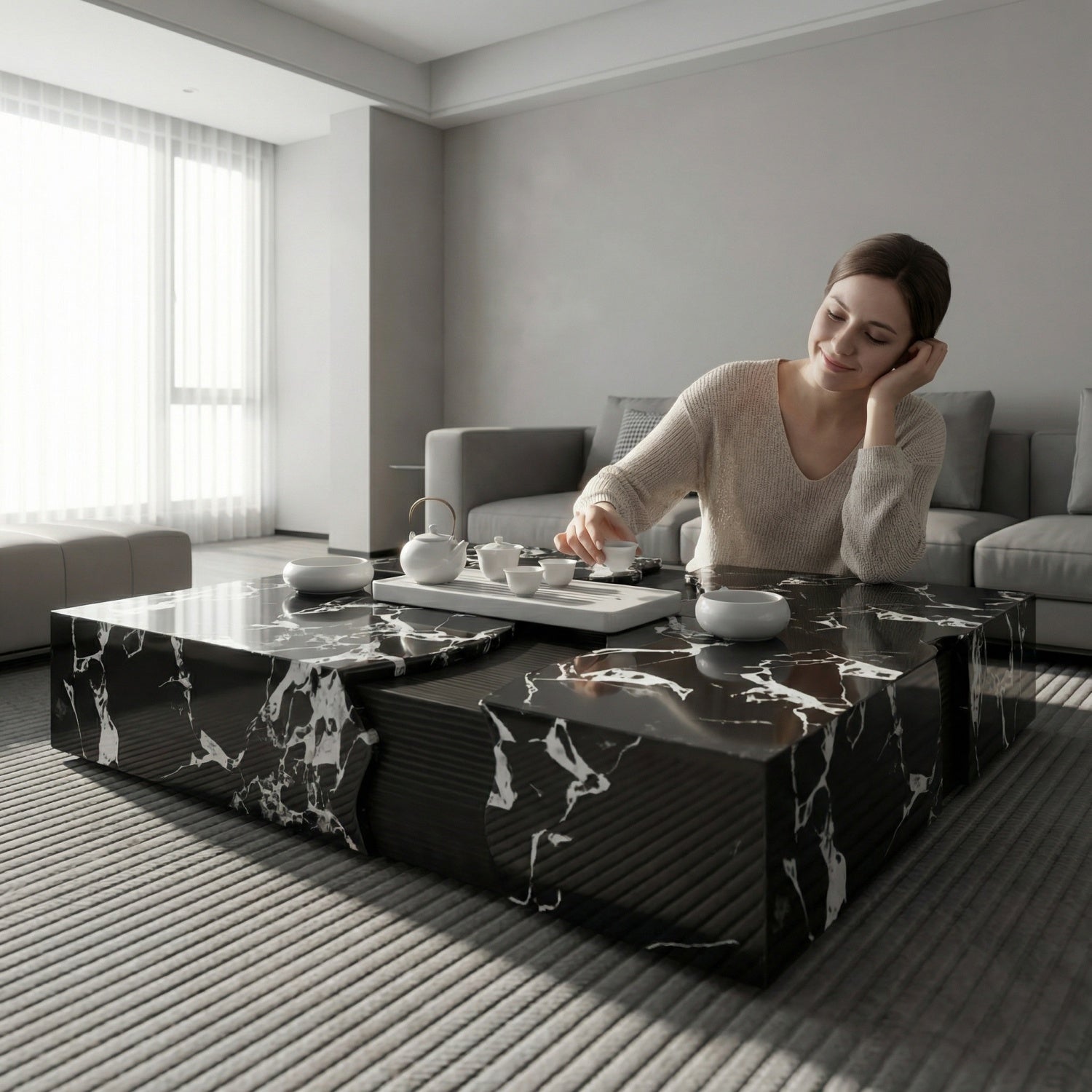 مجموعة طاولات متداخلة موفرة للمساحة من AAF FURNITURE لغرفة المعيشة الحديثة