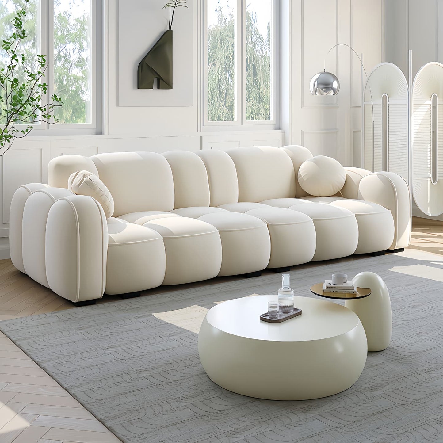 AAF Furniture Light Luxury Fabric Cloud Shaped Sofa set for Livingroom