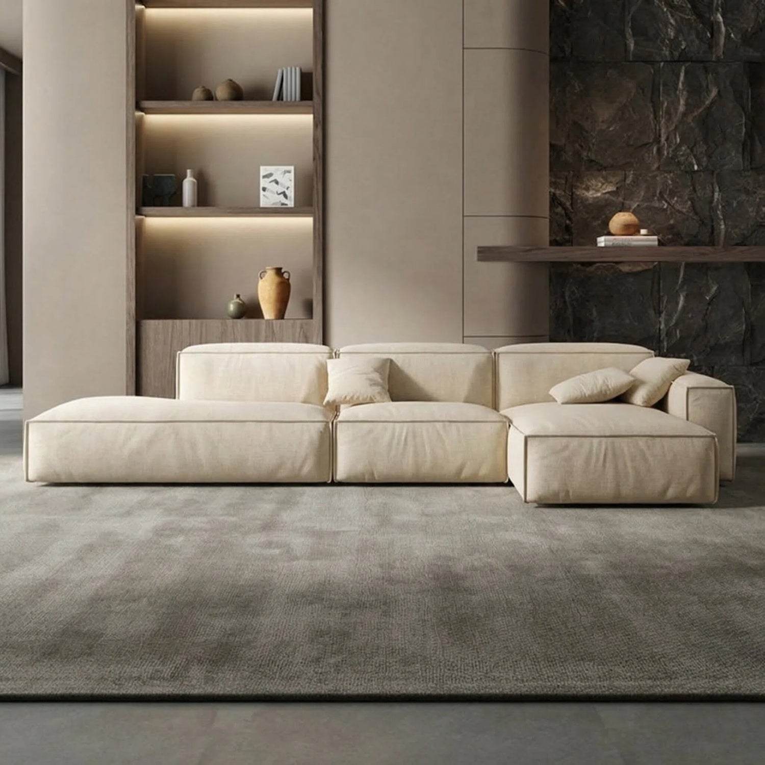 AAF Wabi-Sabi Modular Fabric Sofa – Minimalist Block Design for Modern Living Room