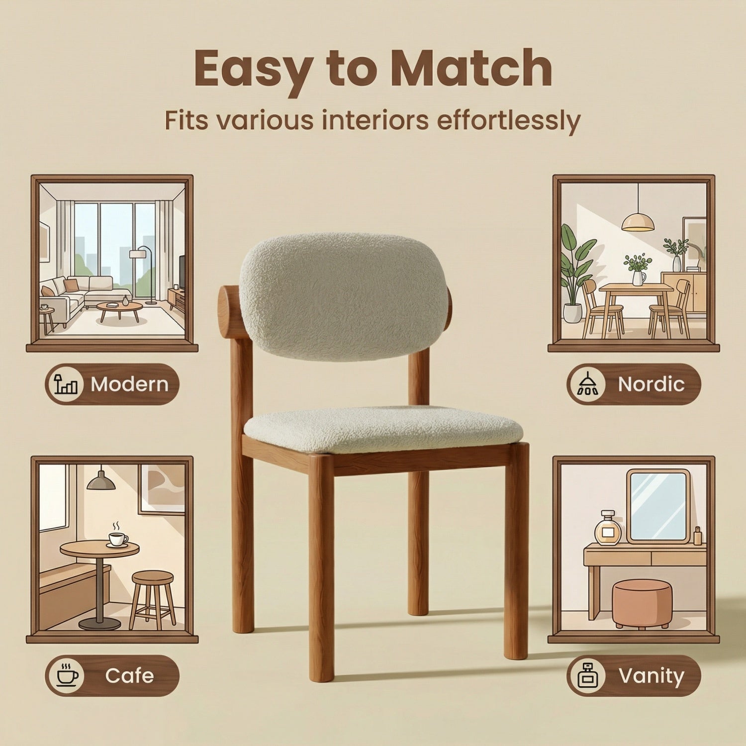 AAF Wood Sherpa Chair Cream Lifestyle UAE