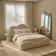 AAF Furniture Curved Wave Cloud Sherpa Bed | Matching Headboard & Footboard