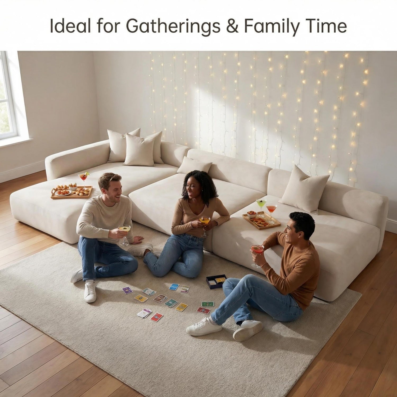 AAF Beige Cloud Sofa L-Shape Corner Sectional - Modular Fabric Couch UAE