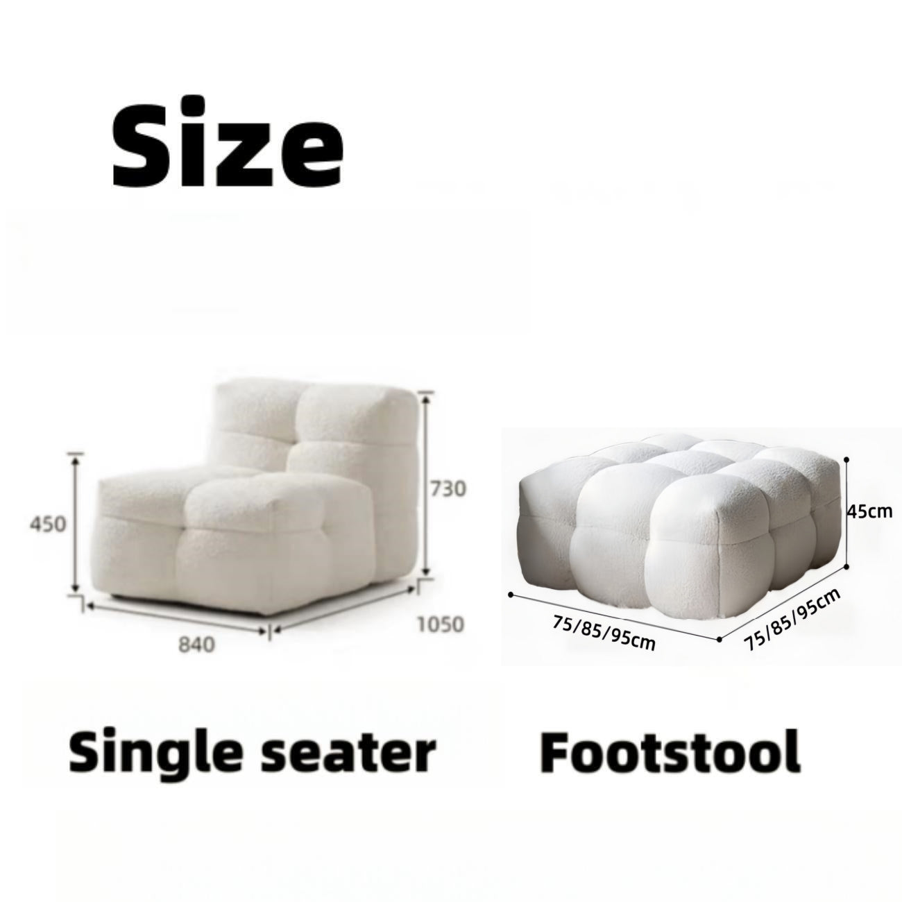 AAF Furniture Fleece Fabric Overstuffed Multifunction Sofa Chair set for Livingroom Office