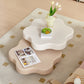 AAF FURNITURE Cream-style Coffee Table, Cute White Modern Tea Table, Irregular Indoor End Table for Living Room