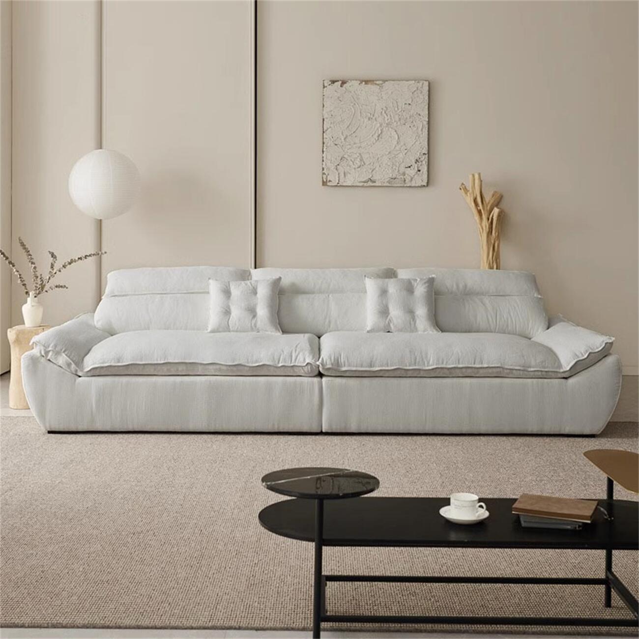 AAF Furniture Light Luxury Linen Cotton  Fabric Cloud Shaped Sofa set for Livingroom