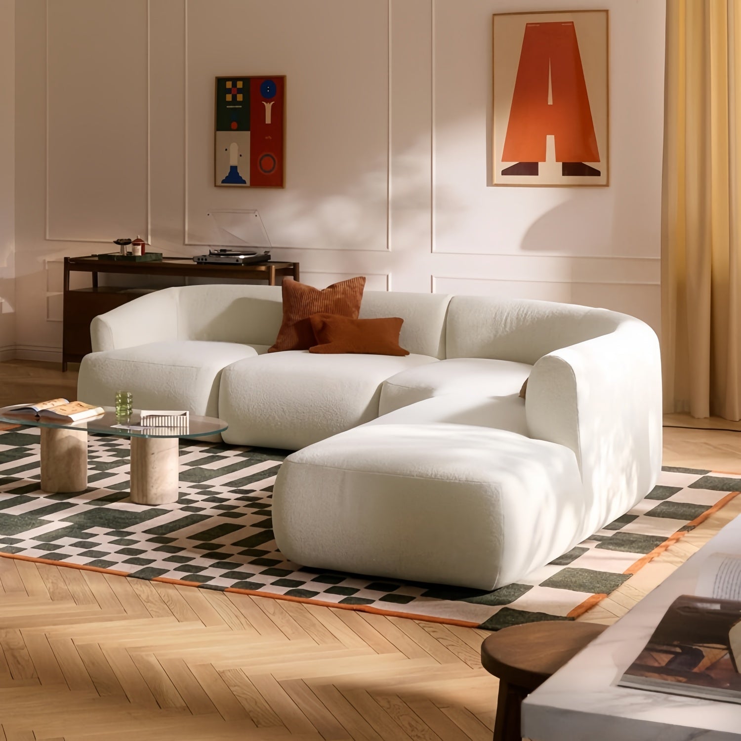 Beige Arc Sofa Set Modular Cloud Cushion - Sectional Couch UAE