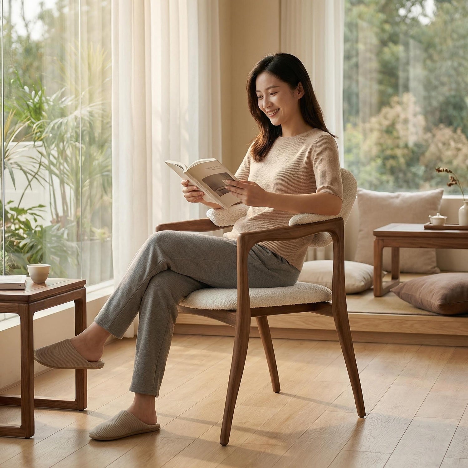 AAF Draped Sherpa Chair Cream Sculptural UAE