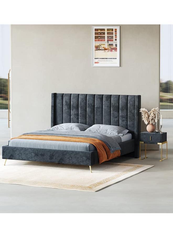 AAF Furniture Bed Frame Modern Velvet King Queen Size for bedroom Without Mattress