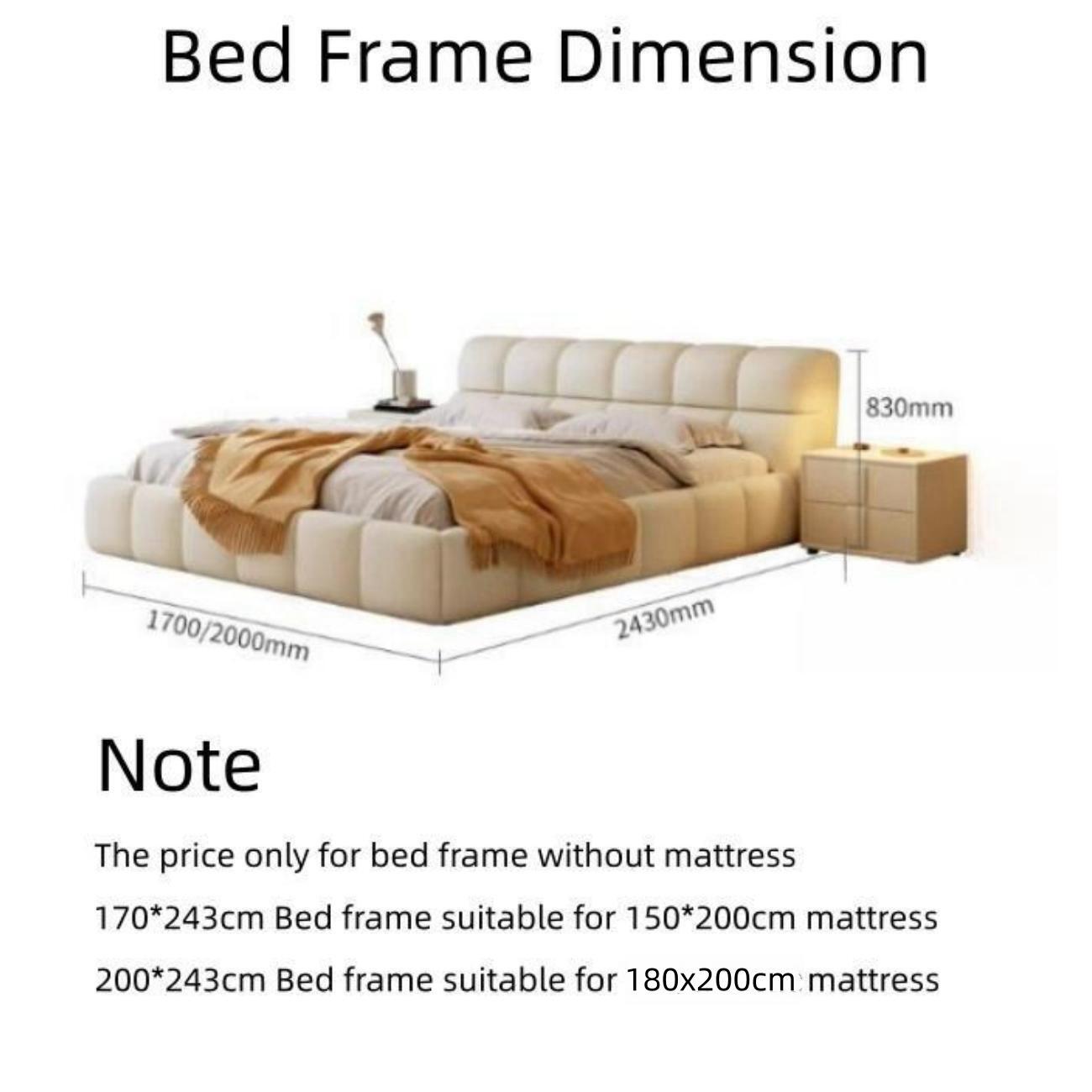 AAF Furniture Light Luxury Modern  Leather Wrap Bed Frame for Bedroom Without Mattress