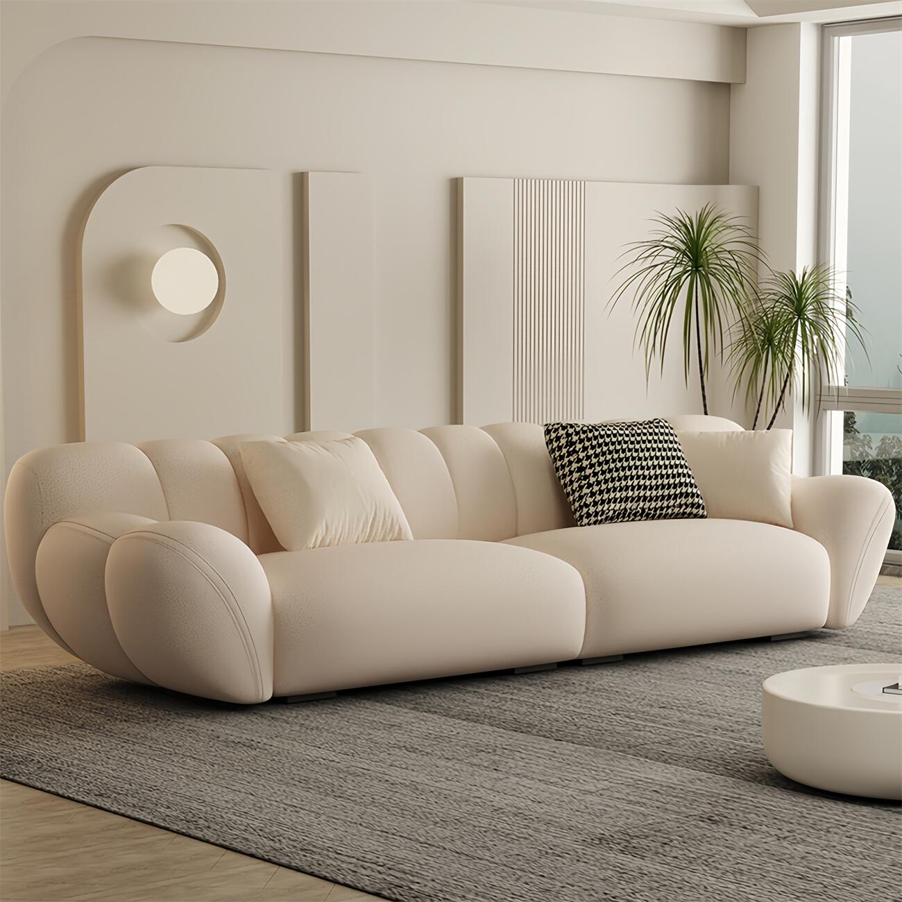 AAF FURNITURE Light Luxury Fabric Cloud Shaped Sofa set for Livingroom