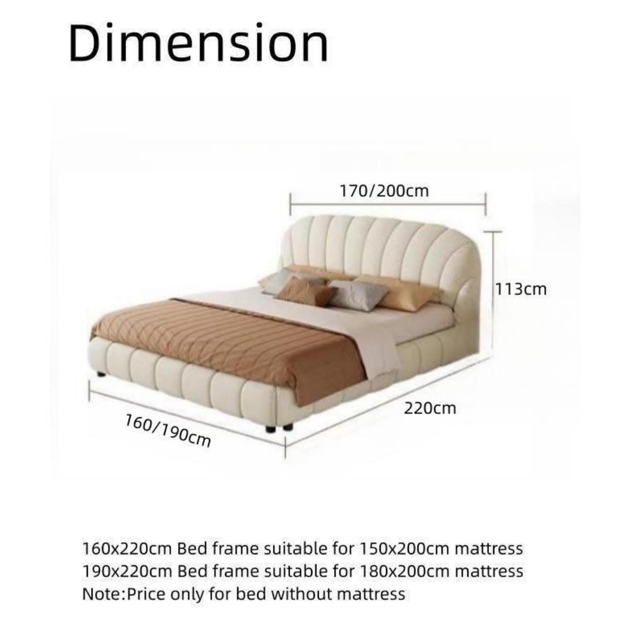 AAF Furniture Light Luxury Fleece Fabric Wrap Bed Frame for Bedroom Without Mattress