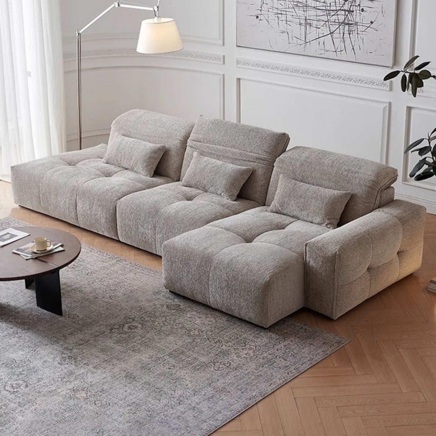 AAF Furniture Pixel Modular Lounge Sofa - Oversized Deep Seat Fabric Sofa, modular sofa compact, fabric, rear angle