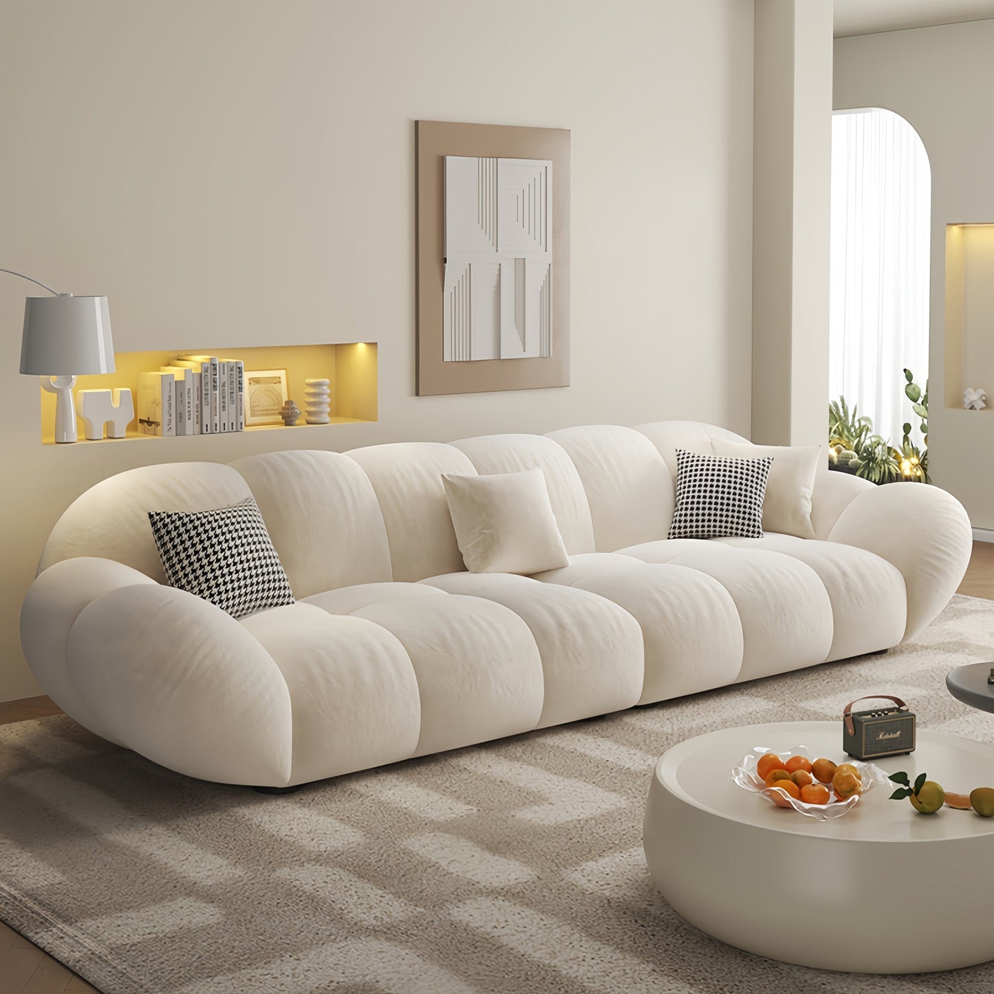 AAF FURNITURE Light Luxury Fabric Cloud Shaped Sofa set for Livingroom