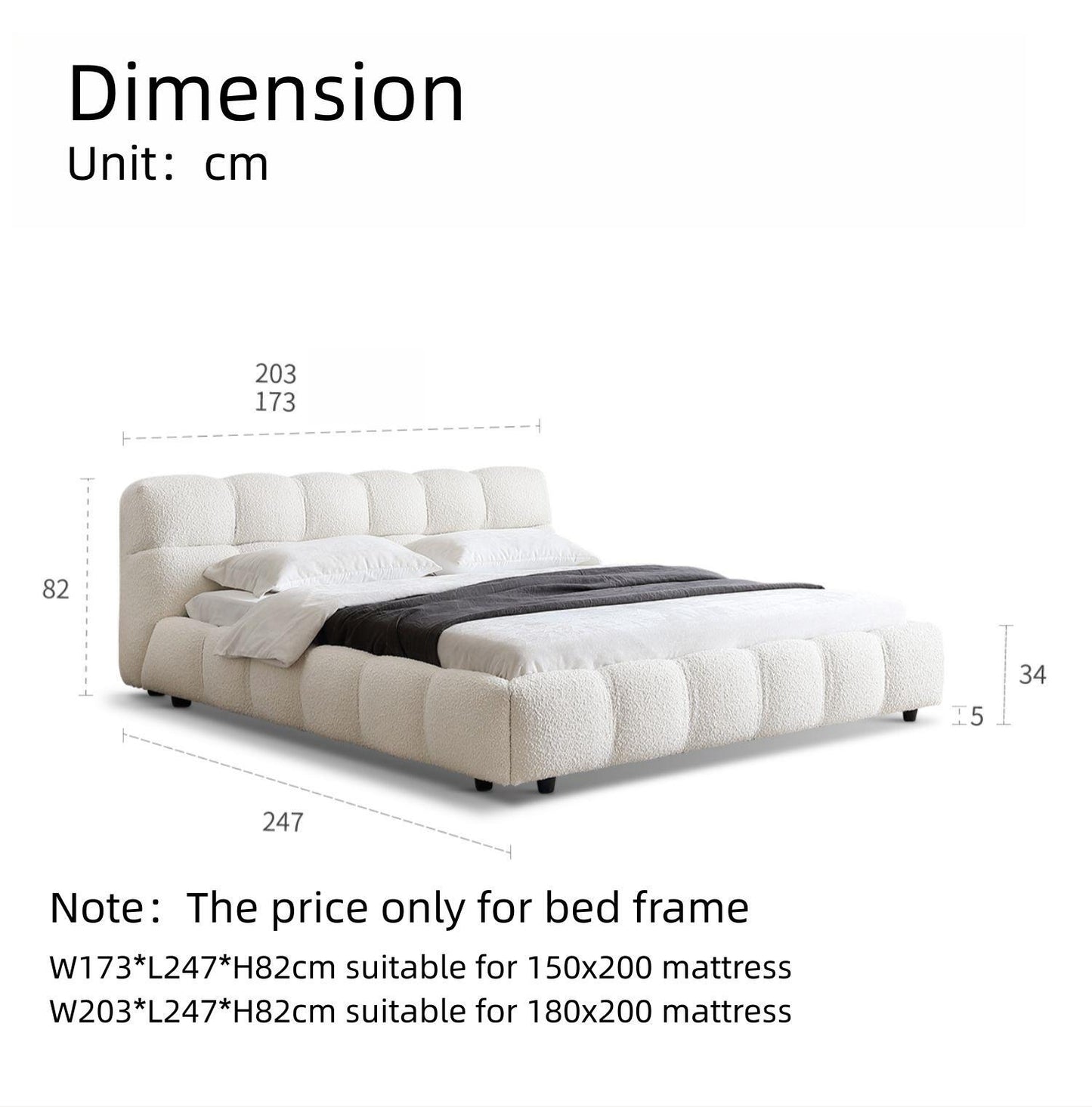 AAF Furniture Bed Frame Modern Velvet King Queen Size for bedroom Without Mattress