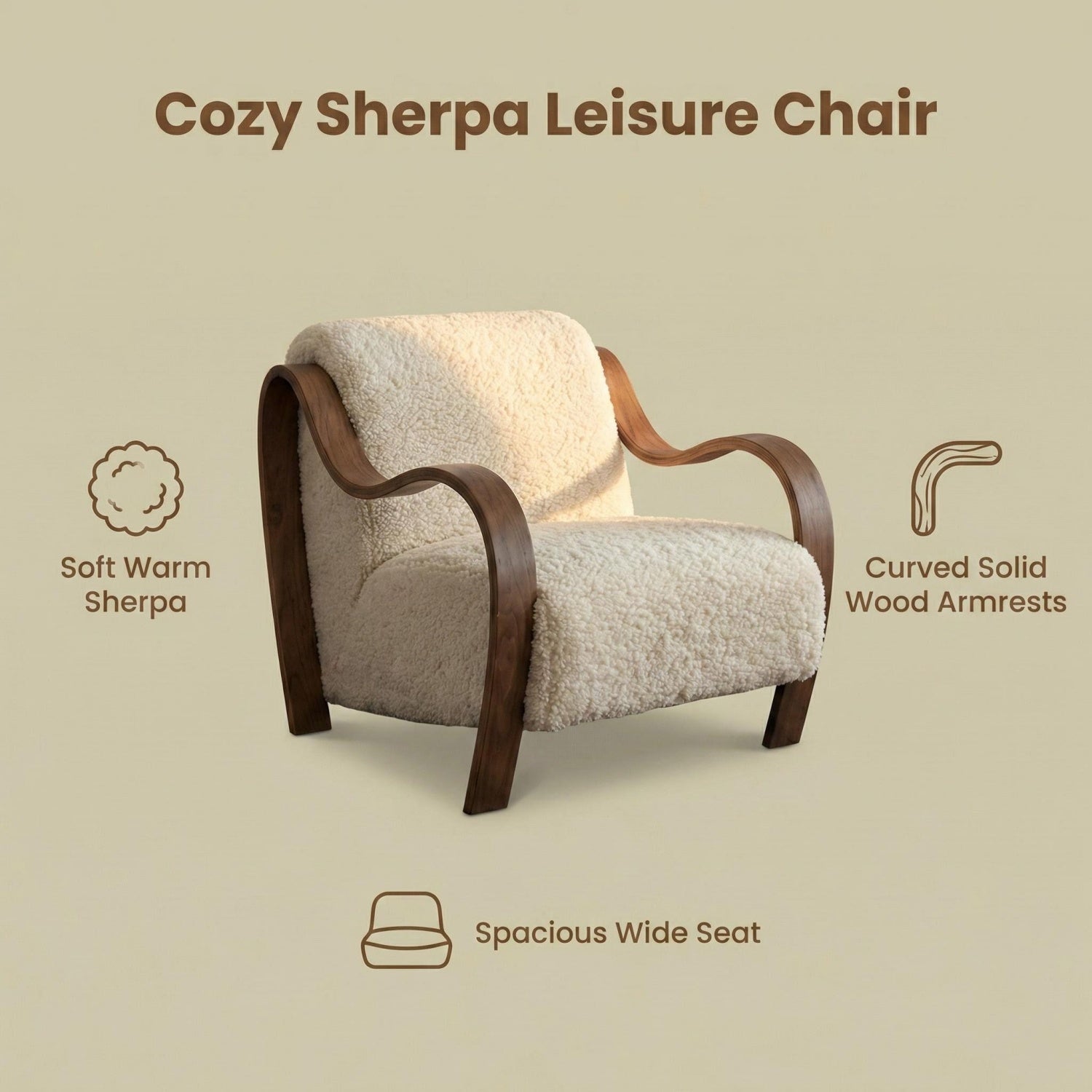 AAF Sherpa Fleece Armchair Dark Metal Armrest Frame Off White UAE