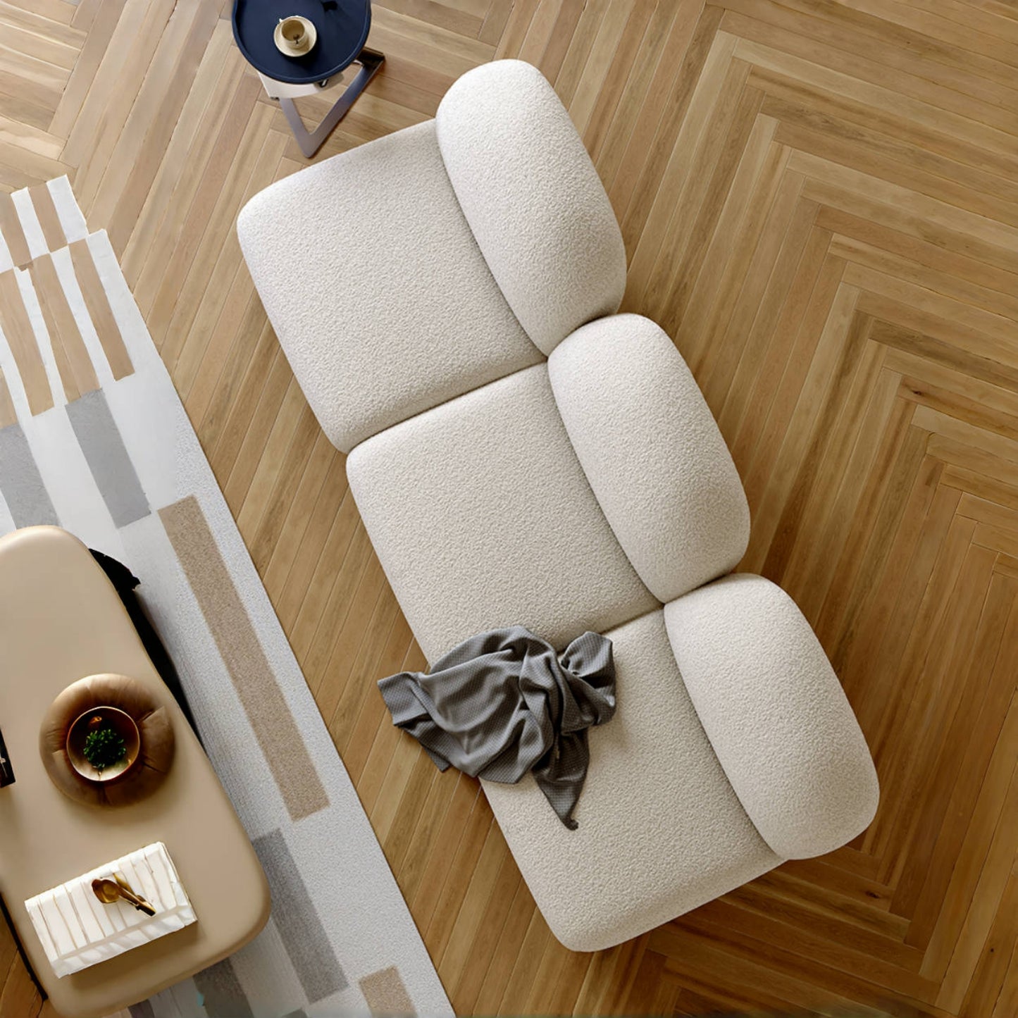 AAF FURNITURE Light Luxury Fabric Cloud Shaped Sofa set for Livingroom