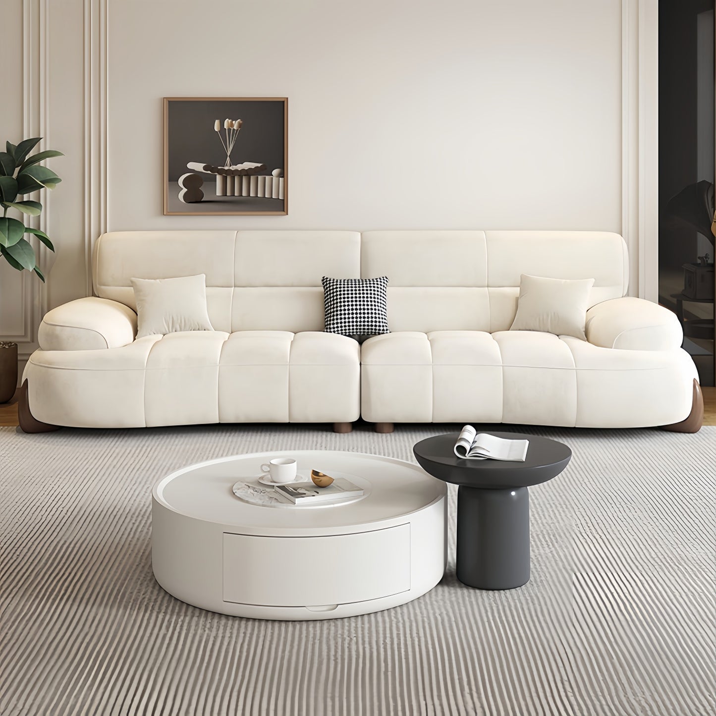 AAF Furniture Light Luxury Fabric Cloud Shaped Sofa set for Livingroom