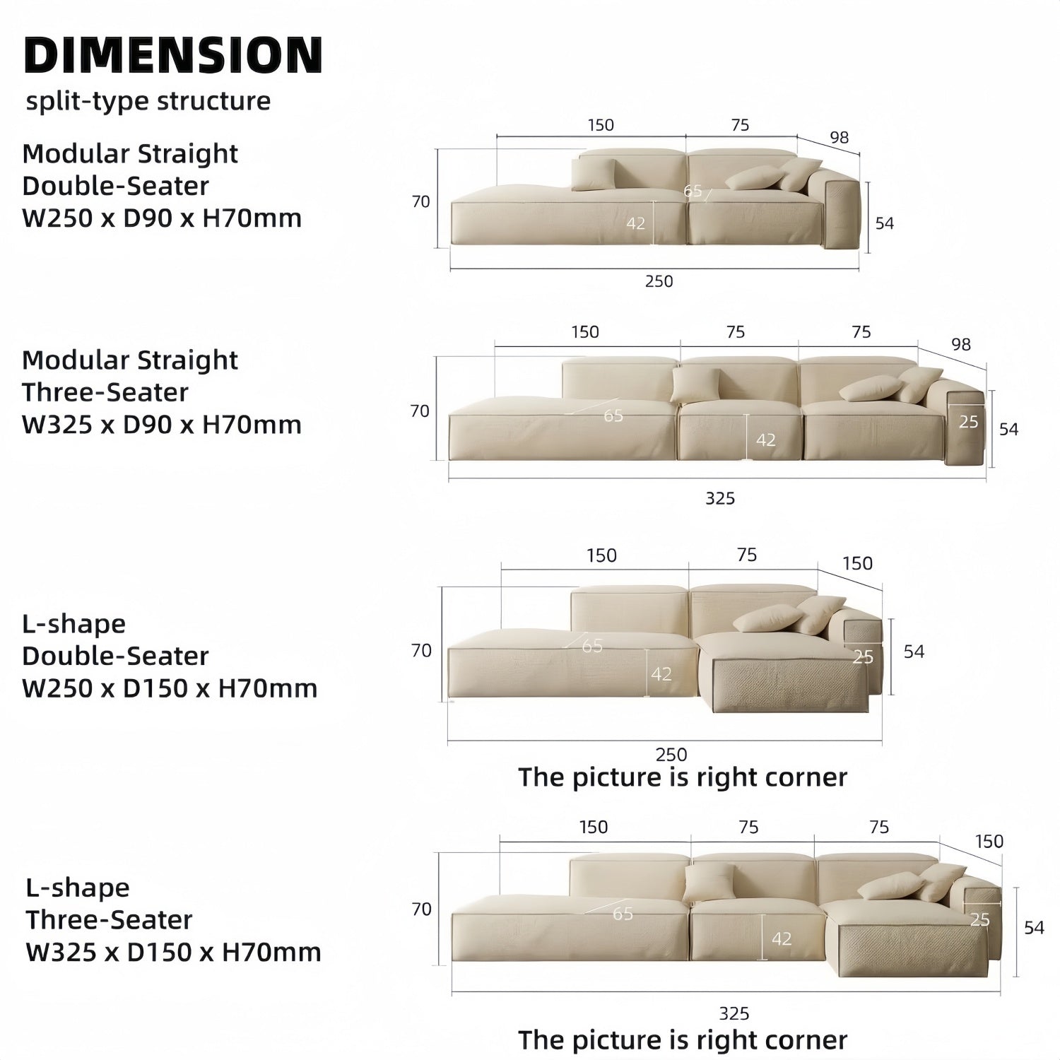 AAF Wabi-Sabi Modular Fabric Sofa – Minimalist Block Design for Modern Living Room