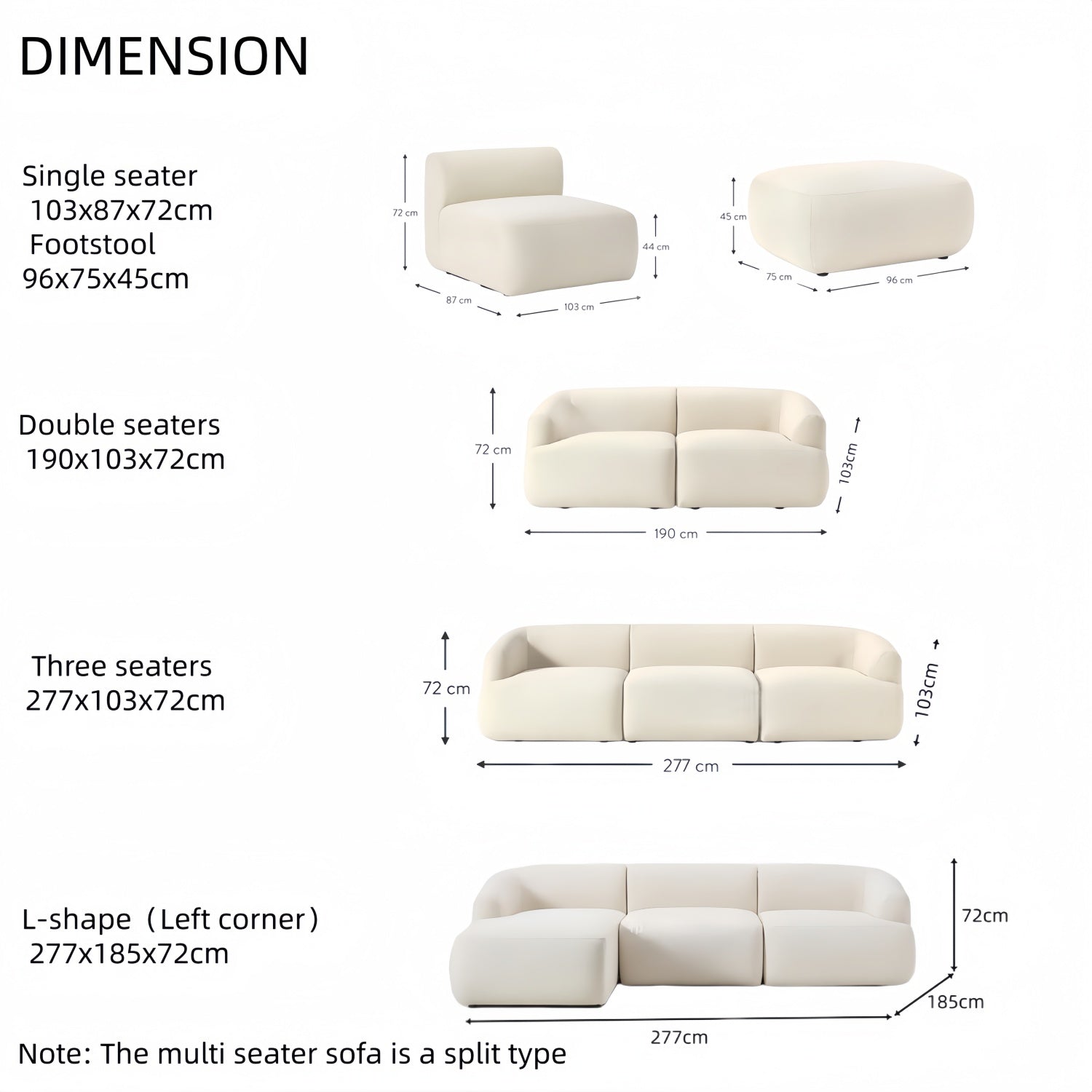 AAF Furniture Beige Cloud Sofa Flexible L-Shape Modular Sectional - Corner Couch UAE