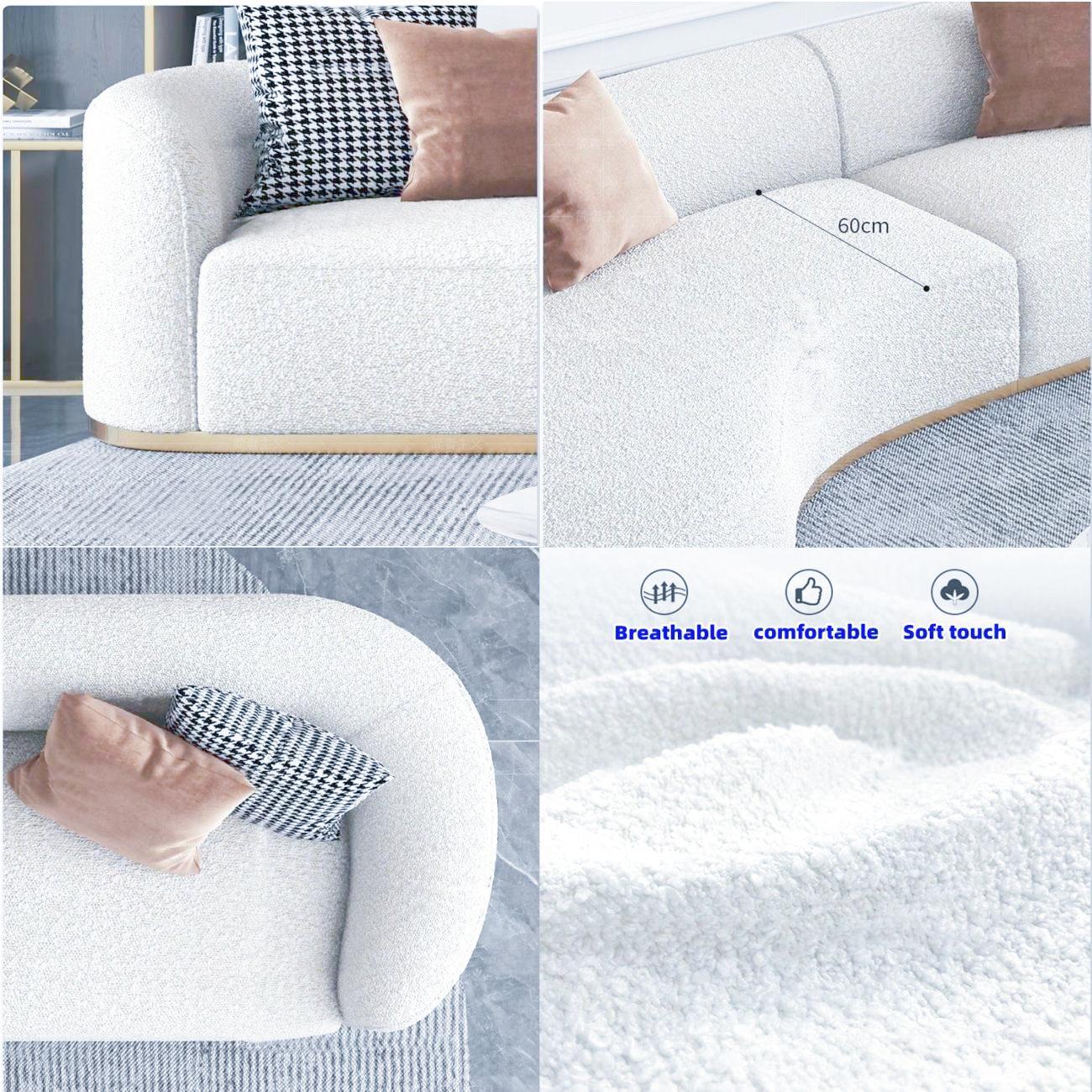 AAF Furniture Fleece Fabric Overstuffed Multifunction Arc-shaped Sofa set for Livingroom Office