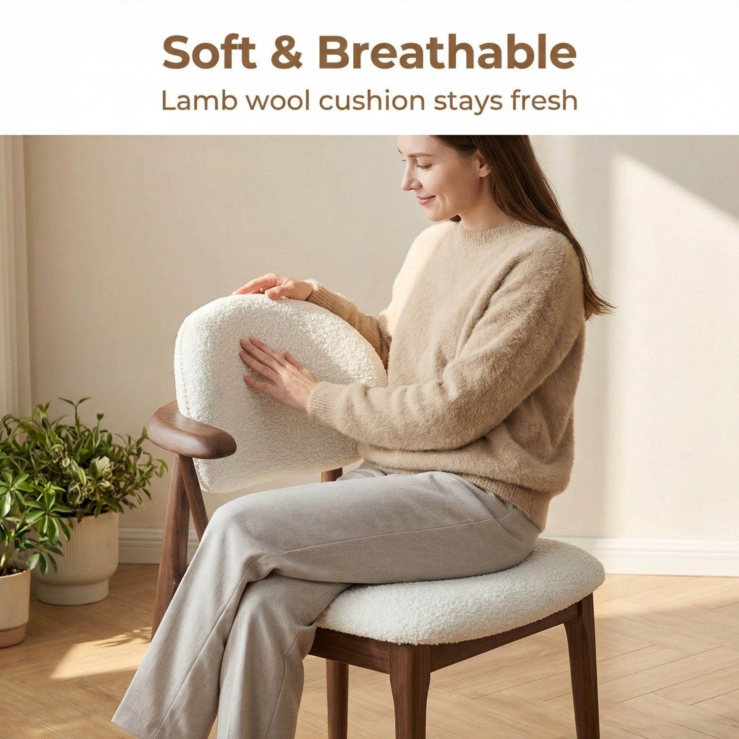 AAF Arc Back Sherpa Chair Cream Ergonomic UAE