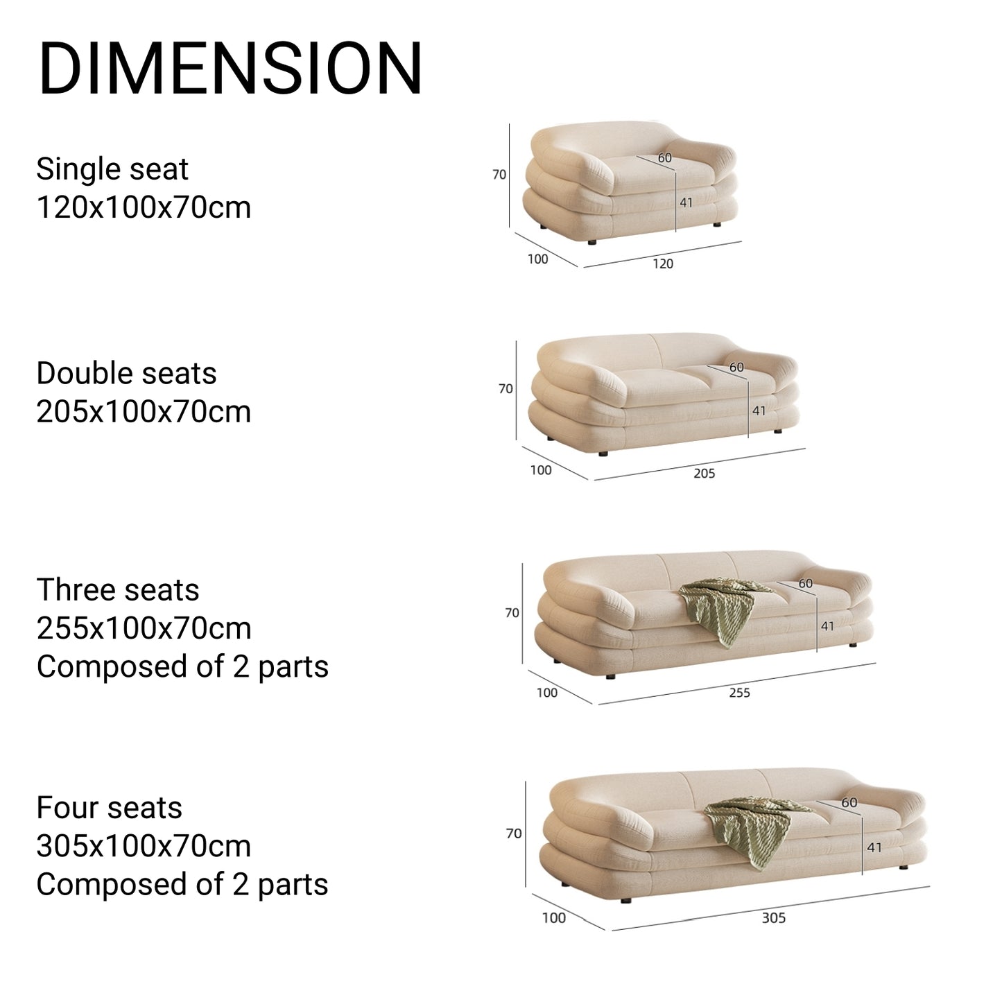 AAF Furniture Fleece Fabric Overstuffed Multifunction  Sofa  for Livingroom Office
