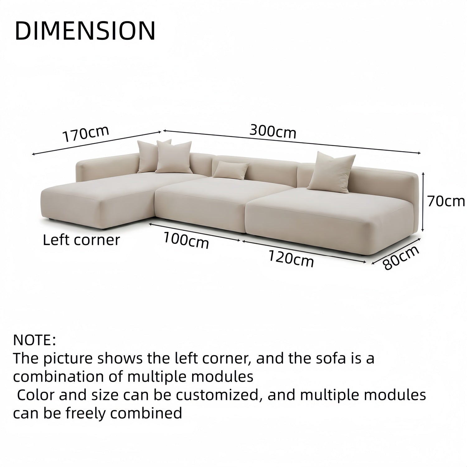 AAF Beige Cloud Sofa L-Shape Corner Sectional - Modular Fabric Couch UAE
