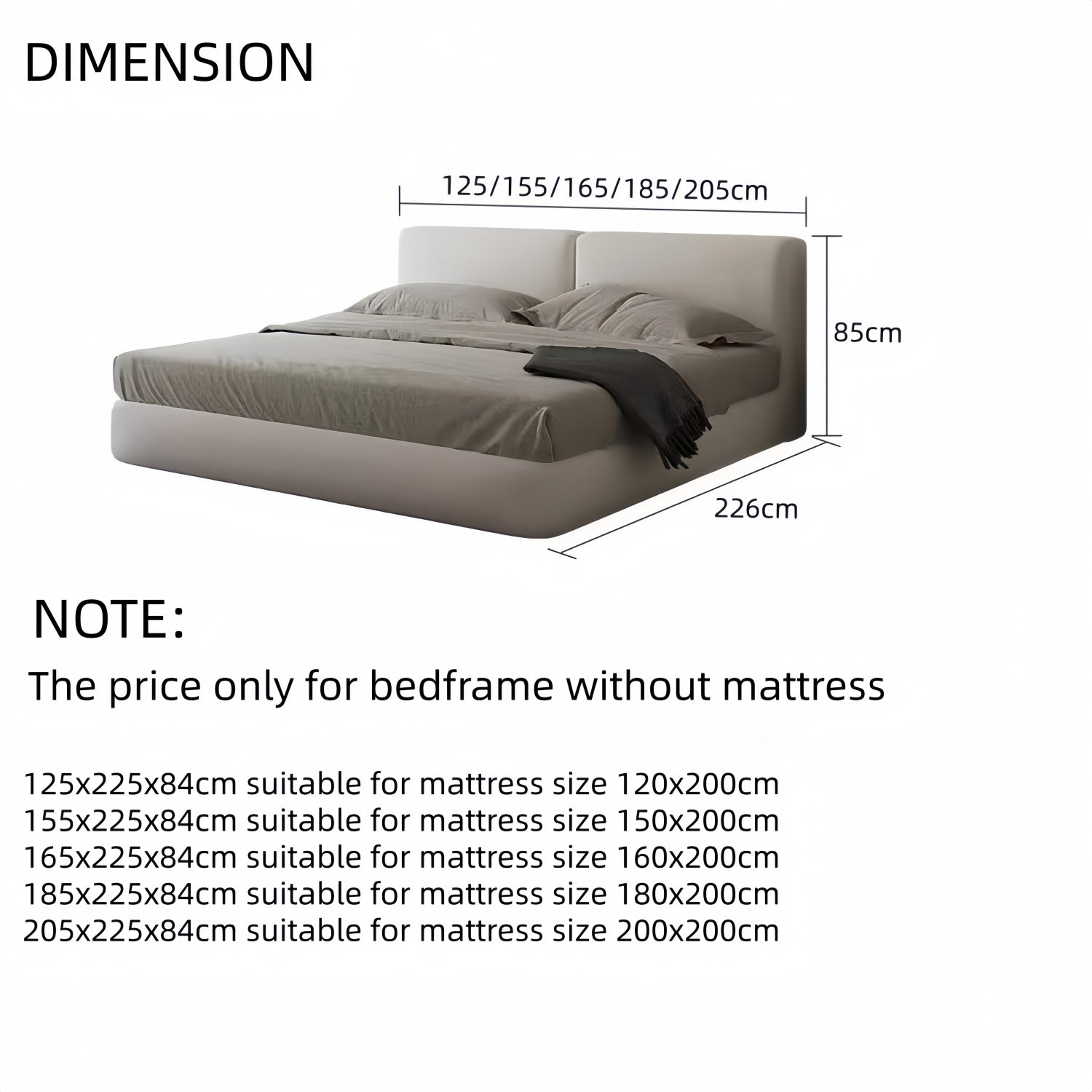 AAF Furniture Linen Bed Frame for Bedroom Dubai UAE