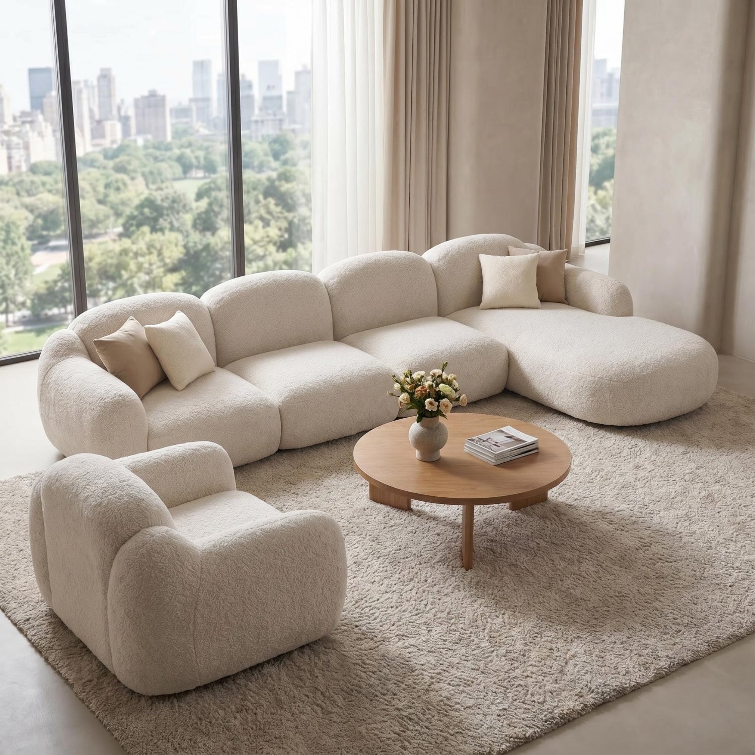 AAF Luxury Organic Cloud Sofa – Curved Modular Boucle Sectional Sofa for Modern Living Rooms UAE