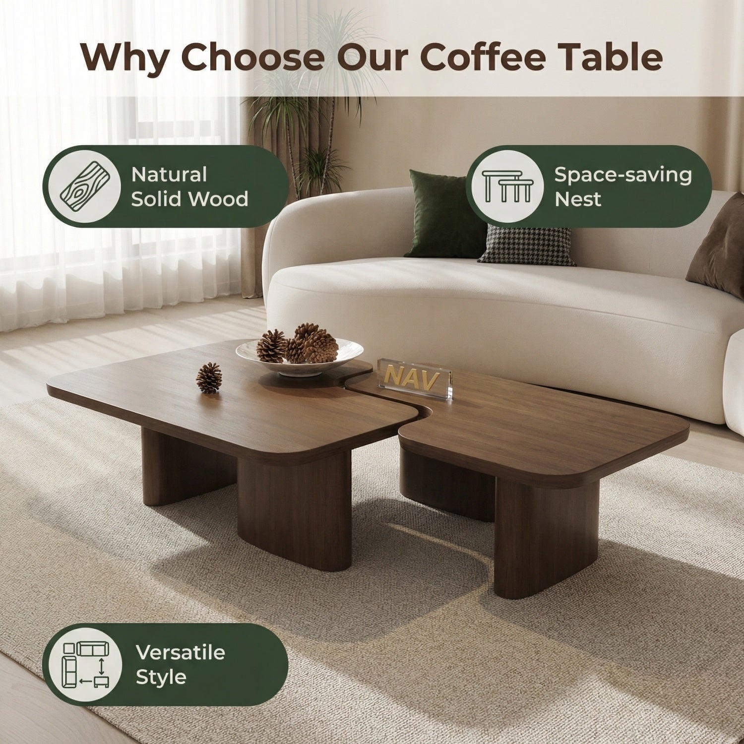 مجموعة طاولات متداخلة موفرة للمساحة من AAF FURNITURE لغرفة المعيشة الحديثة