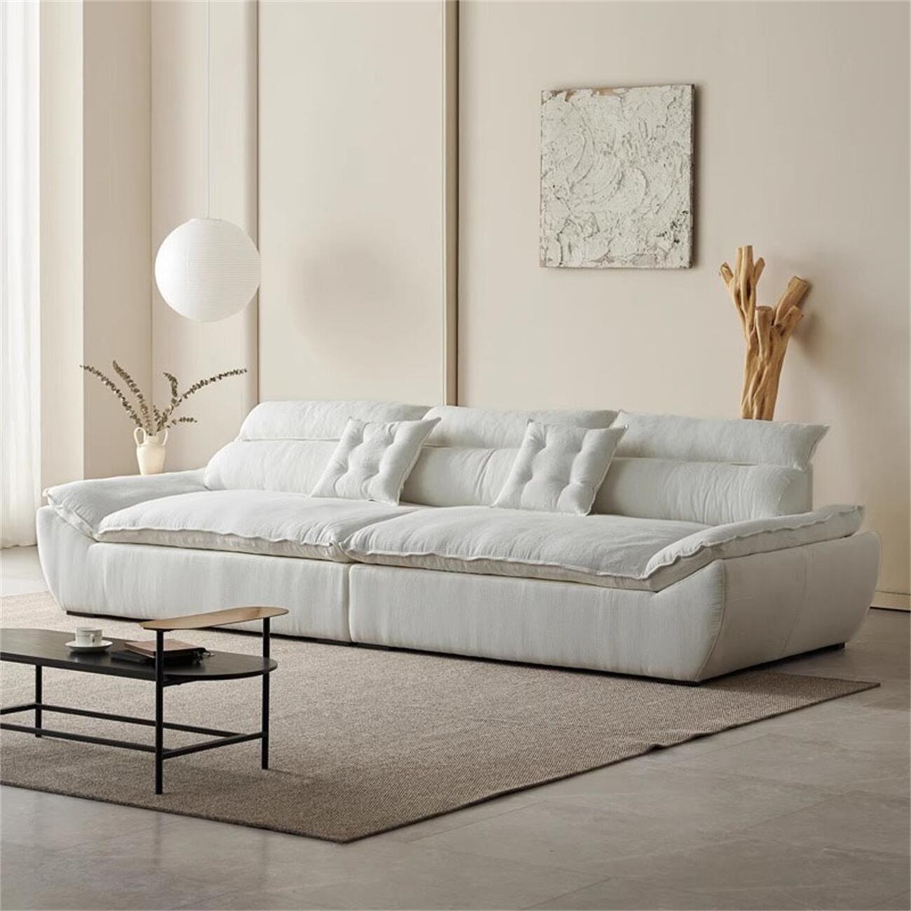 AAF Furniture Light Luxury Linen Cotton  Fabric Cloud Shaped Sofa set for Livingroom