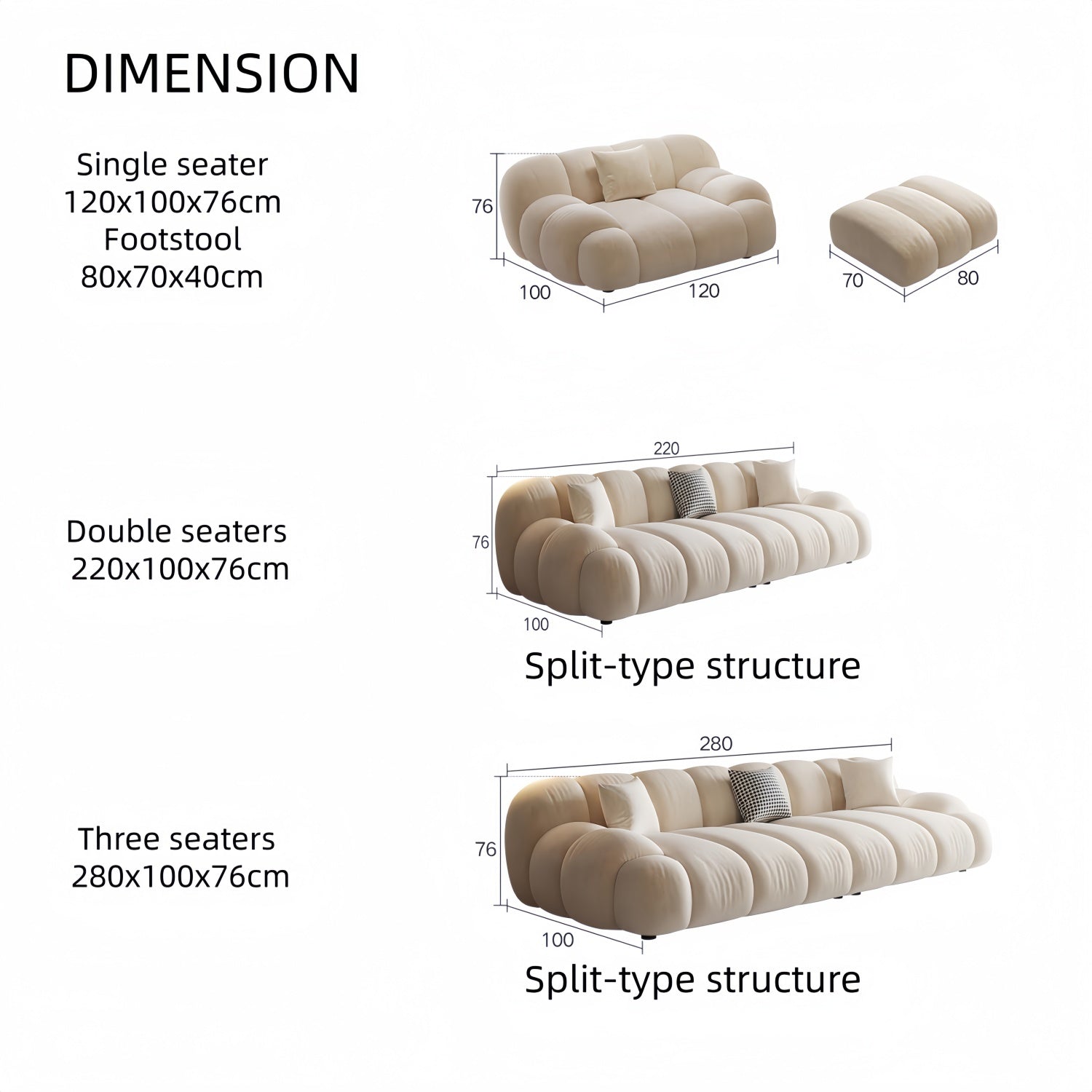 AAF Furniture Luxury Cloud Sofa Set for Living Room Dubai UAE D3