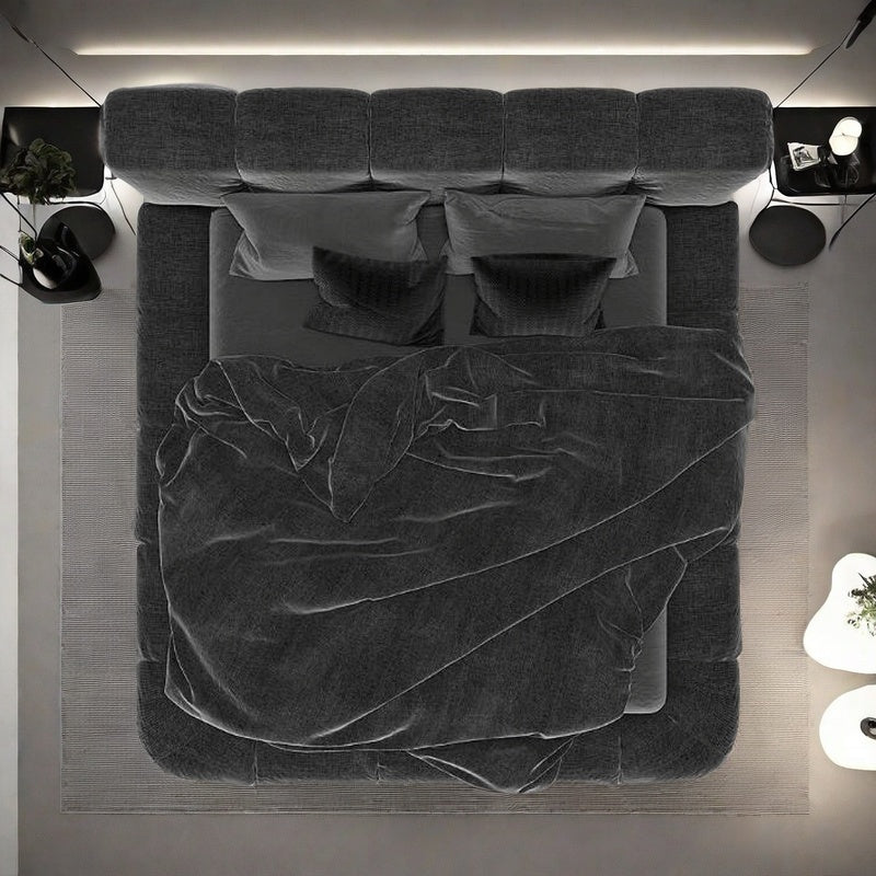 AAF Furniture Bed Frame Modern Velvet King Queen Size for bedroom Without Mattress
