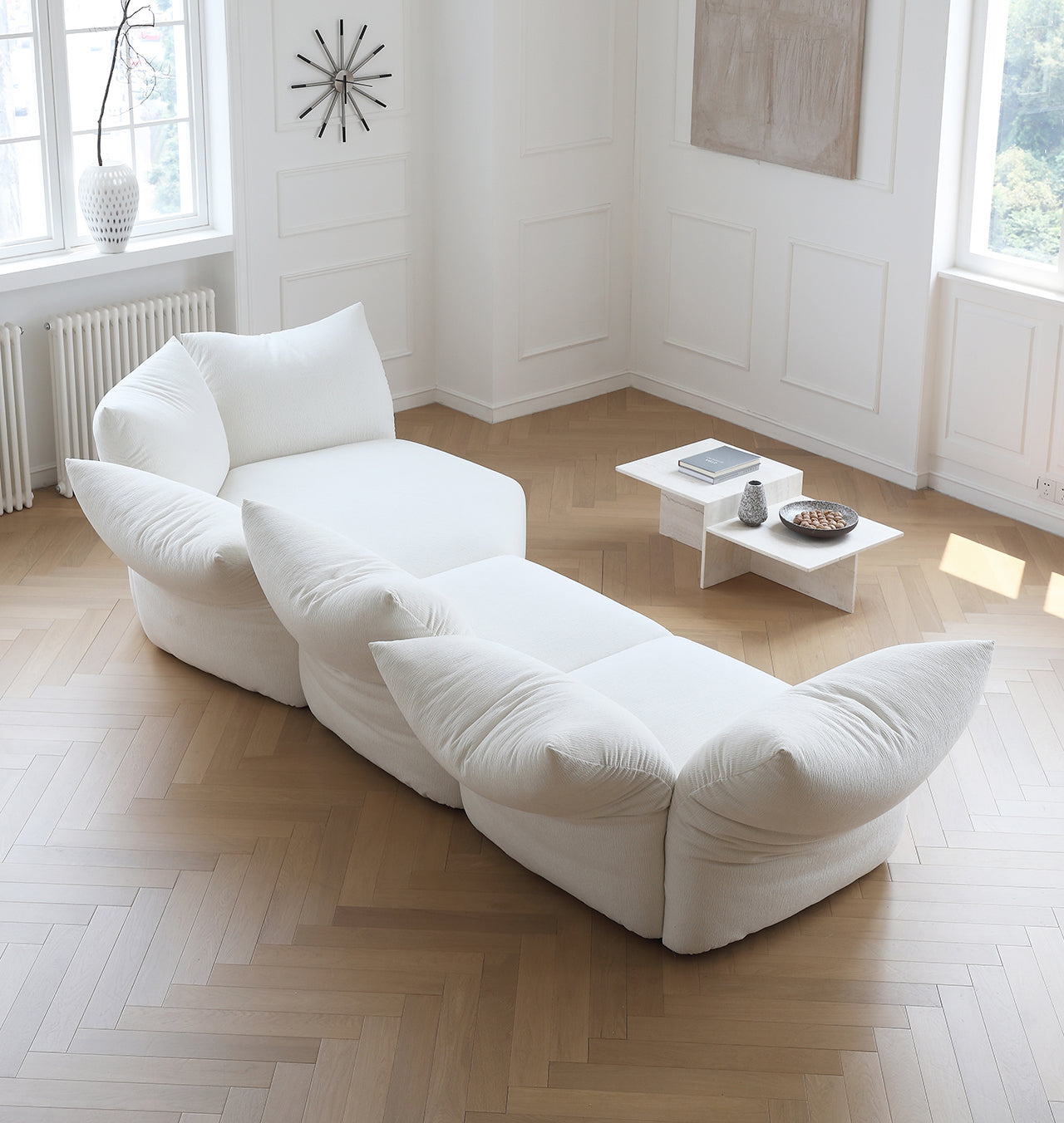 AAF Furniture Fleece Fabric Overstuffed Multifunction Flower Shape Sofa  for Livingroom Office