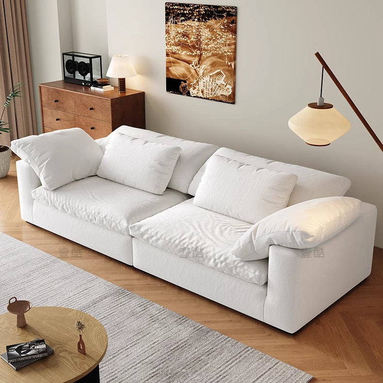 AAF Furniture Light Luxury Linen Cotton  Fabric Cloud Shaped Sofa set for Livingroom