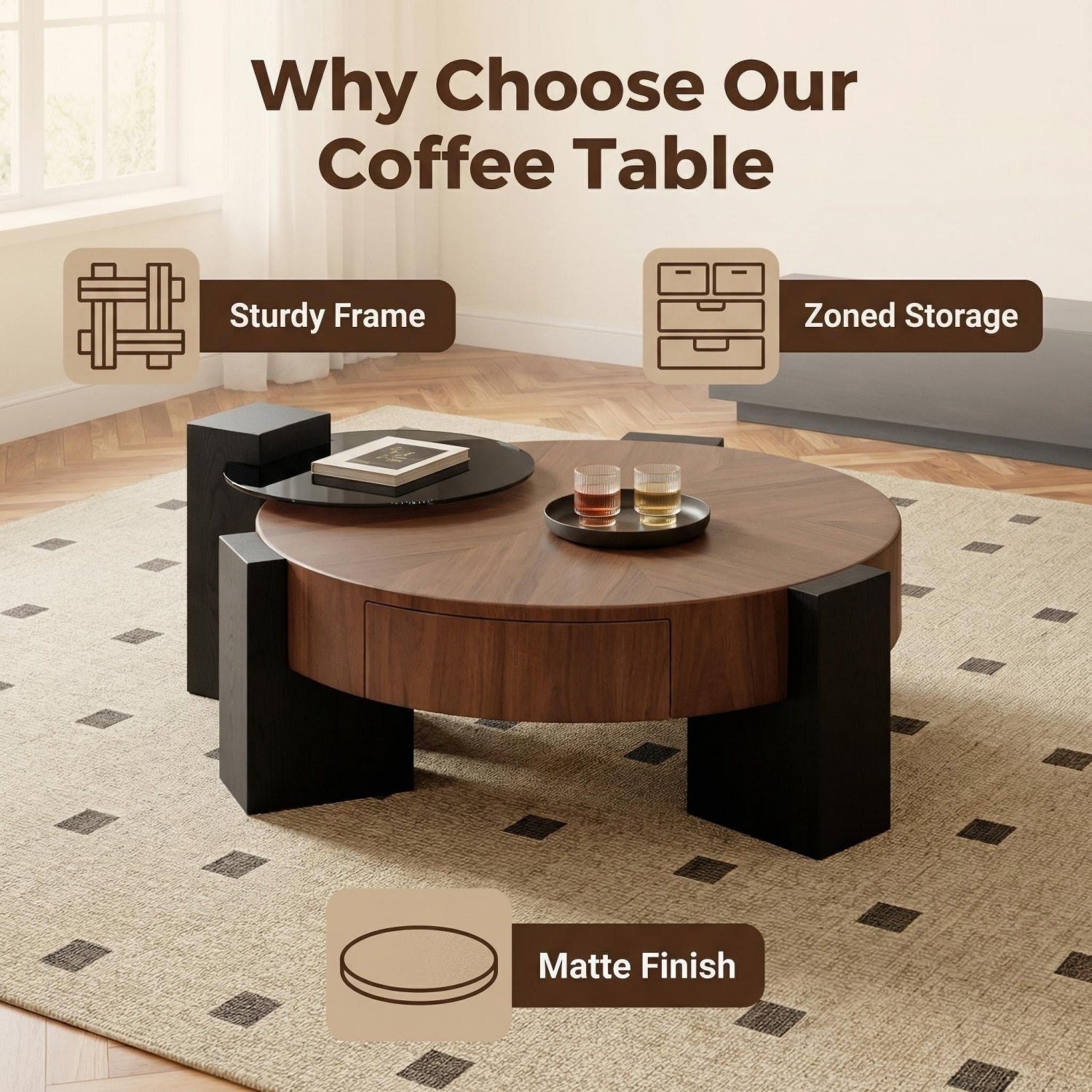 مجموعة طاولات متداخلة موفرة للمساحة من AAF FURNITURE لغرفة المعيشة الحديثة