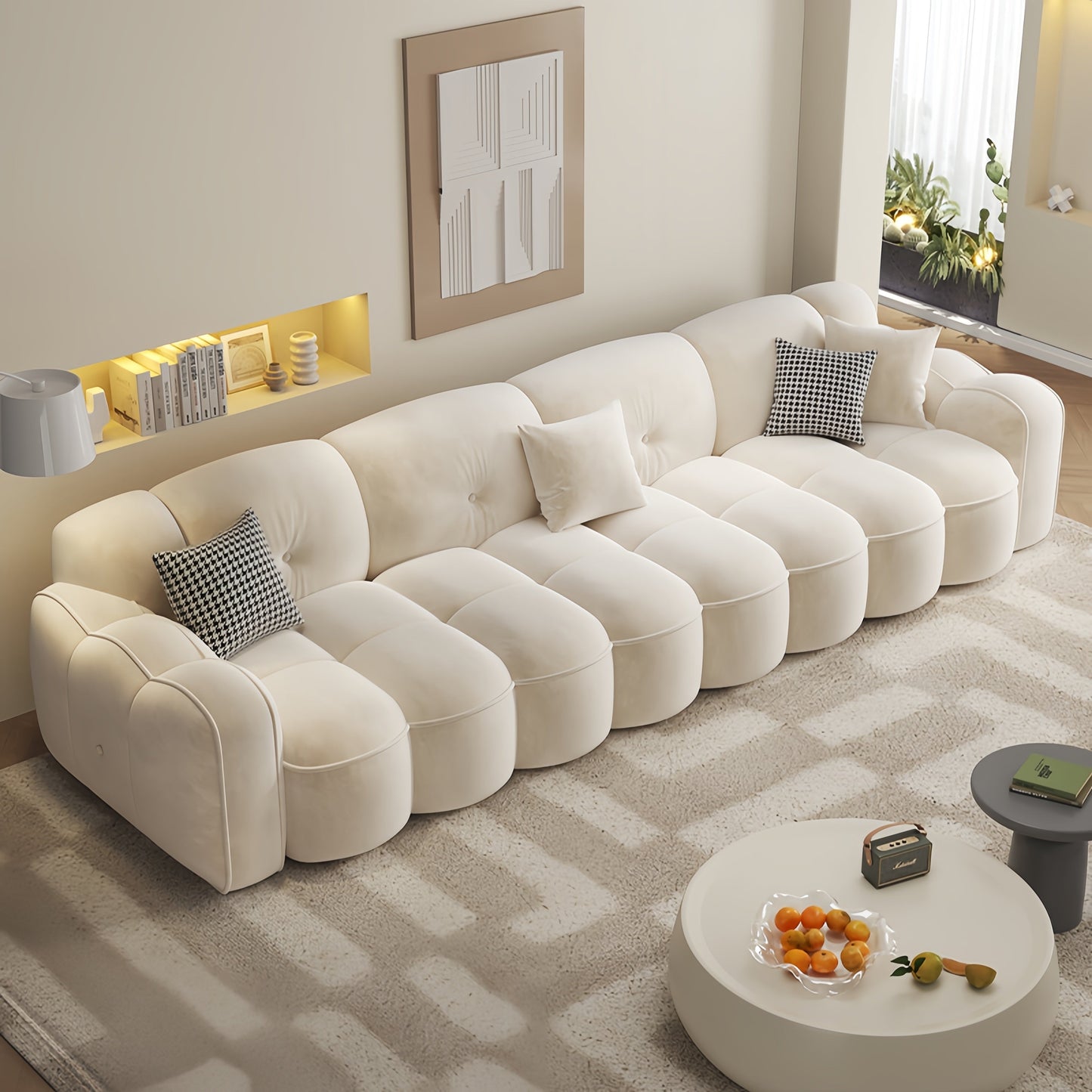 AAF FURNITURE Light Luxury Fabric Cloud Shaped Sofa set for Livingroom