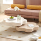 AAF FURNITURE Cream-style Coffee Table, Cute White Modern Tea Table, Irregular Indoor End Table for Living Room