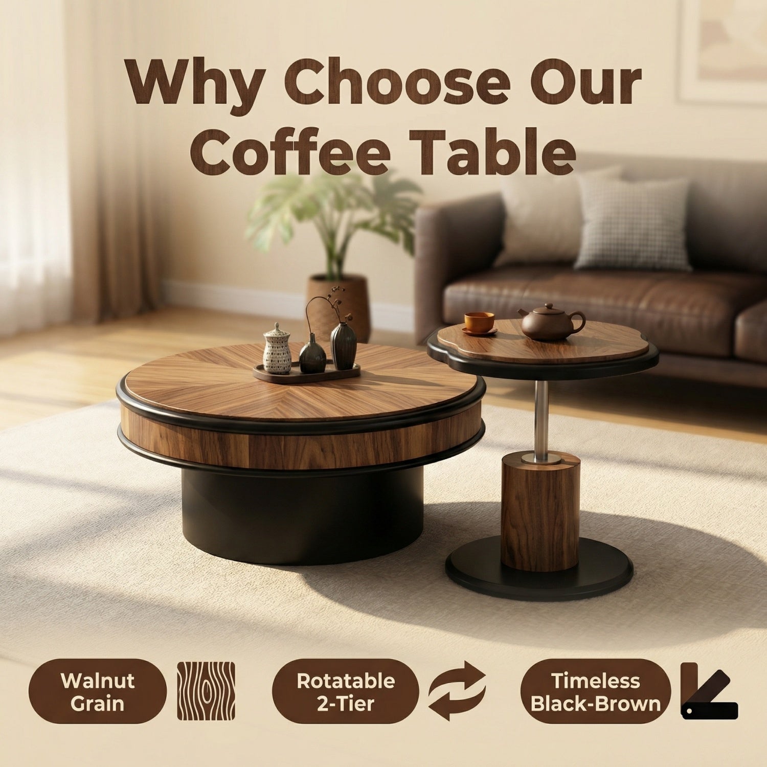 مجموعة طاولات متداخلة موفرة للمساحة من AAF FURNITURE لغرفة المعيشة الحديثة